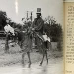 Reveller riding a donkey