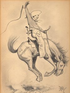 Cartoon of Churchill on a horse