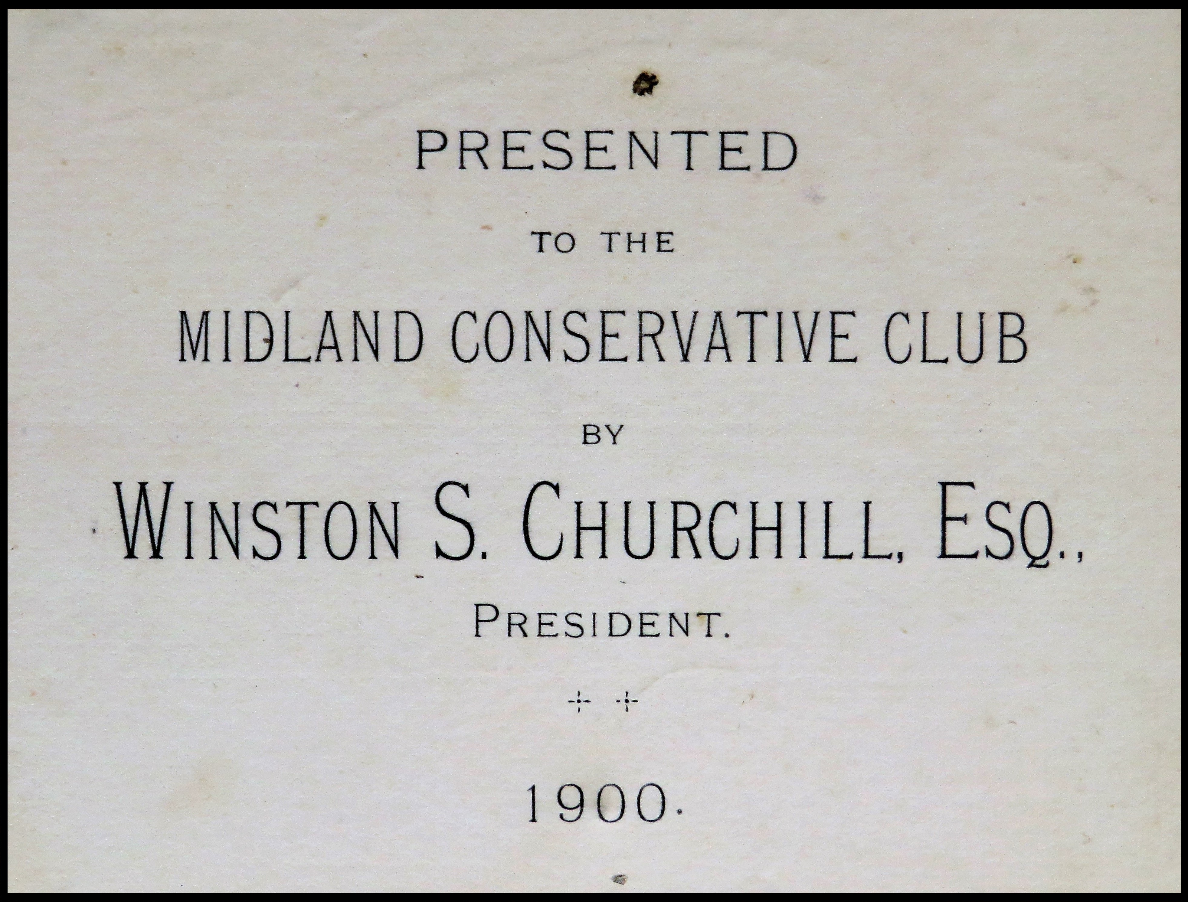 Presentation bookplate from Winston S. Churchill